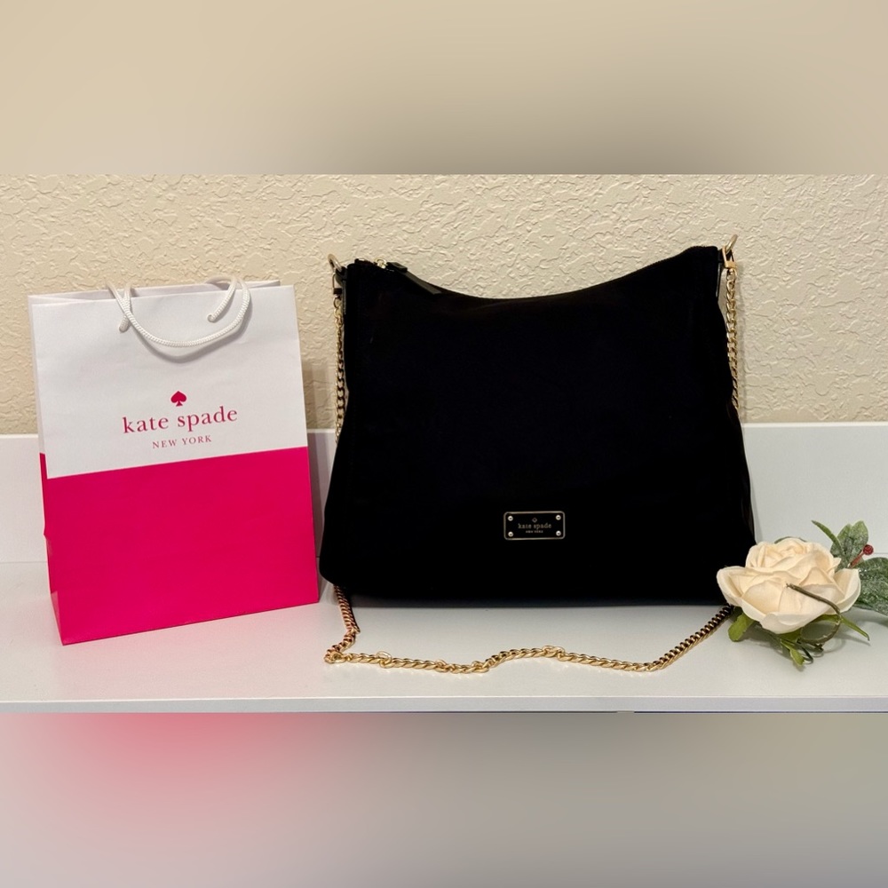 Kate Spade New York Large Justyne Black Nylon  Crossbody Bag Purse USED ONCE EUC